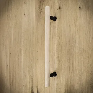 Wooden and steel sliding door pull handle, height 60 cm, weight 530 grams, set of 3 pieces.