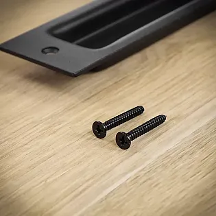 Black metal sliding door pull handle made of steel, black color, height 20.5 cm, weight 250 grams, set of 4 pcs