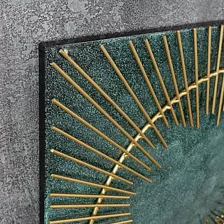 Abstrakta 3D metāla sienas māksla, attēls Saule, izmērs 60x60cm