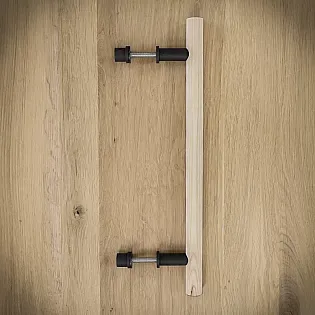 Koka un tērauda bīdāmo durvju rokturis, augstums 40 cm, svars 430 grami, komplektā 3 gab.