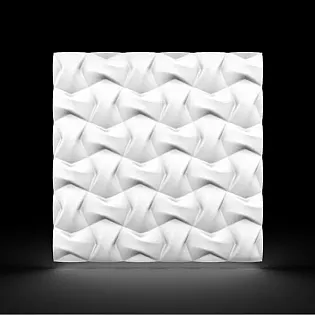 3D dekoratyvinės sieninės polistirolo plokštės Plexus su sukimo, bangos efekto, 60x60cm, baltos spalvos, dažomos, rinkinyje 12 vnt. 4,32 m2
