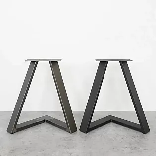 3D metal table legs made of steel, height 45 cm, total width 46 cm, black color or with steel effect, set of 2 pcs.