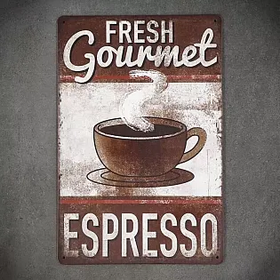 Dekoratyvinė metalinė sieninė plokštė, FRESH ESPRESSO, 30x20 cm