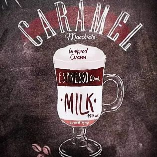 Decorative metal wall plaque, CARAMEL COFFEE, 30x20 cm