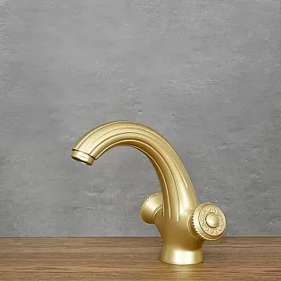 Retro stiliaus kriauklės maišytuvas iš žalvario senovinės žalvario spalvos, aukštis 16 cm, snapelio ilgis 11 cm