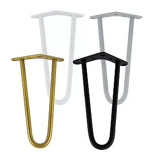 Kavos staliuko plaukų segtukai iš dviejų Ø10 mm plieninių strypų, 30 cm aukščio - 4 kojų rinkinys, spalvos juoda, balta, pilka, auksinė