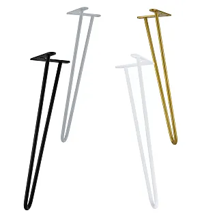 Zema augstuma matadatas tipa kājas kafijas galdiņam no diviem tērauda stieņiem, stieņa diametrs 10 mm, augstums 43 cm, komplektā 4 kājas, pieejamās krāsas melna, balta, pelēka, zelta