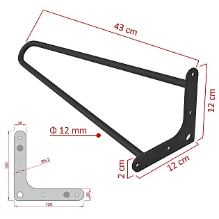 Elegantas matadatas tipa kājas kafijas galdiņam, izgatavotas no diviem 12 mm diametra tērauda stieņiem, augstums 43 cm, komplektā 4 kājas, pieejamās krāsas melna, balta, pelēka, zelta