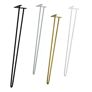 Dekoratiivsed metallist lauajalad Ø12 bar, kõrgus 95 cm - komplekt 4 jalga, must, valge, hall või kuldne