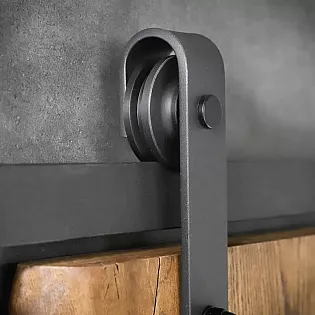 Sliding door system made of steel, steel-painted effect, for single-leaf doors up to 130 kg, wall-mounted
