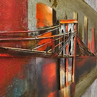 3D metallist seinakunst, seinadekoor Brooklyn Bridge, mõõdud 180x56 cm