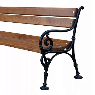 Metalinė sodo suoliukas Vienna, pagaminta iš ketaus su alksnio lentomis, ilgis 150 cm, svoris 39 kg