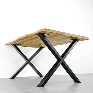Izturīga, stilīga un minimālistiska X formas metāla galda kāja no tērauda, melnā krāsā, augstums 71 cm, platums 82 cm, komplekts no 2 gab.