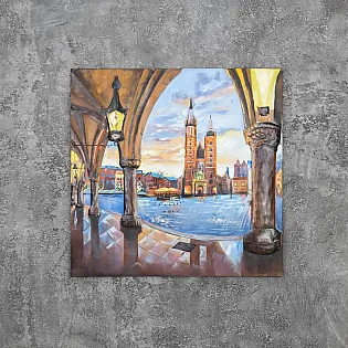 3D metallist seinapilt, seinadekoor, linn ja kanal, 100x100 cm