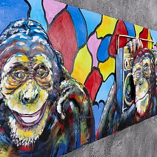 3D metal art, Playful Monkeys,180x56cm