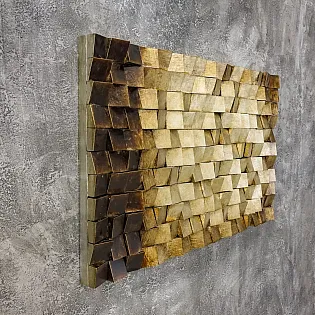3D metālmāksla, zelta mozaīka 2, 110x70 cm