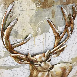 3D metāla glezna, briedis, 100x75cm