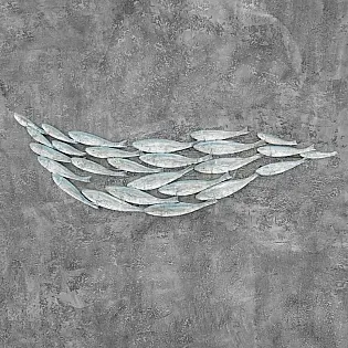 3D metallist seinadekoor, kalaparv, 51x174 cm