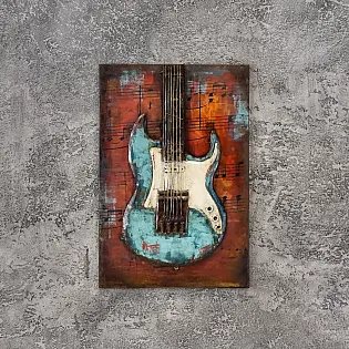 3D metal wall decor, image Electric guitar, height 60 cm, with 40 cm
