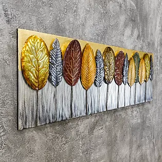 3D metallist seinadekoor, mets, 56x180 cm