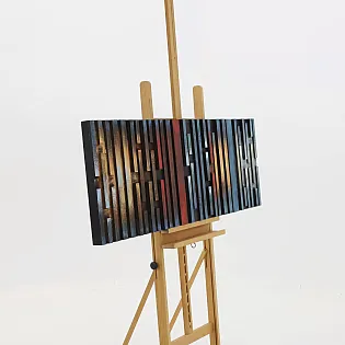 Mozaikinis lietus originalus 3D medinis sienos menas, modernus geometrinis vaizdas, rankų darbo kūrinys, matmenys 150x50 cm