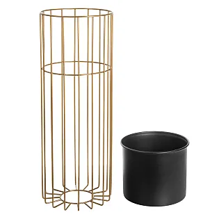 Kullavärvi metallist lillealus musta potiga, laius 20 cm, kõrgus 55 cm
