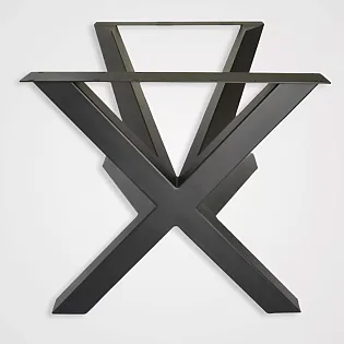 Asimetrisks monolīts, māksliniecisks metāla galda rāmis melnā krāsā lielām galda virsmām, augstums 72 cm, platums 80 cm, garums 140 cm