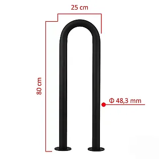 Kompakts apgriezts U veida velosipēdu turētājs stiprināšanai uz ietves, augstums 80 cm, platums 25 cm