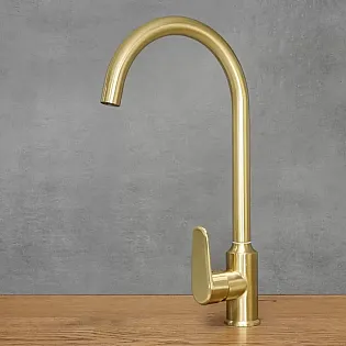 Stainless steel faucet, height 39 cm, spout length 17,5 cm, color Antique Brass