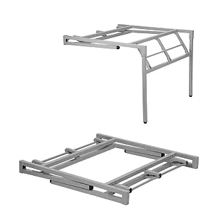 Folding metal table base in black or grey color, square shape 96x96 cm, suitable for laminate tabletops with diameter 150 cm -170 cm