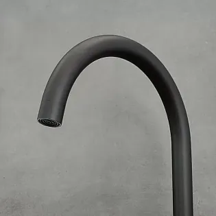 Stainless steel faucet, height 39 cm, spout length 17,5 cm, black color
