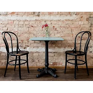 Vintažinis ketaus stalo pagrindas su 4 kojomis, HORECA, juodos spalvos, 72 cm aukščio, tinkamas 90x90 cm stalviršiui, 22,4 kg, arba 106 cm baro aukščio 80x80 cm stalviršiui