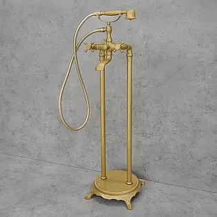 Freestanding floor bath faucet, color - gold, antique brass, height 101cm