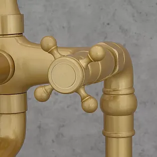 Freestanding floor bath faucet, color - gold, antique brass, height 101cm