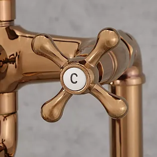 Freestanding floor bath faucet, color - rose gold, polished, height 105cm