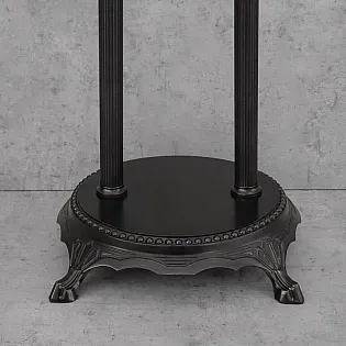 Vintage stiilis eraldiseisev vannisegisti käsidušiga, valmistatud messingist 3D tekstuuridega, must koos vase abrasiividega, kõrgus 104 cm.