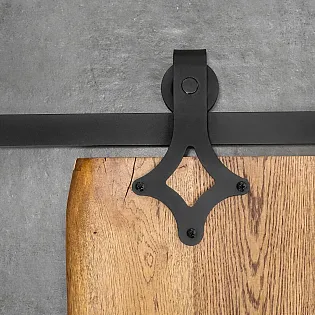 Decorative sliding door system kit Diamonds in black color, for one leaf doors up to 130 kg, total length 200 cm