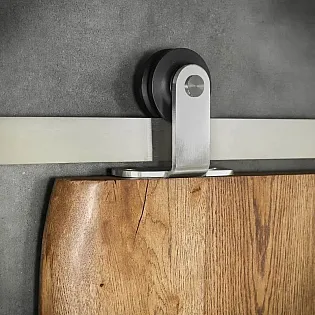 Stainless steel sliding door system kit for mounting on the top of door, for one leaf doors up to 130 kg, total length 200 cm
