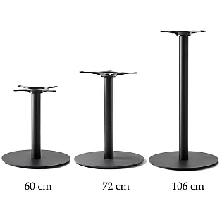 Heavy central table leg made of steel, for table tops with diameter up to 100 cm, for coffee tables, dinning tables or bar tables, in any RAL color