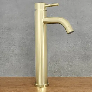 Modern minimalist style standing washbasin faucet, height 29.5 cm, spout length 9.5 cm