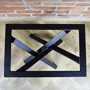Solid, one-piece decorative steel coffee table leg, table frame with support mounting perimeter, dimensions 38x58 cm, height 42 cm, black or white colour