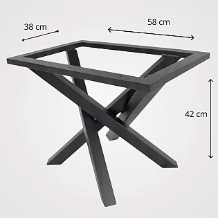 Solid, one-piece decorative steel coffee table leg, table frame with support mounting perimeter, dimensions 38x58 cm, height 42 cm, black or white colour