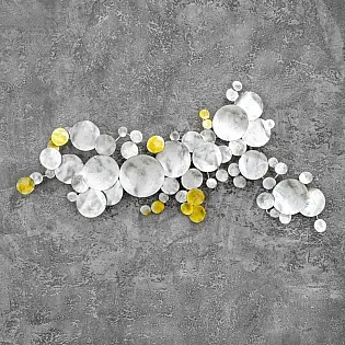 3D metalo sienų piešinys, sienų dekoras, paveikslas, burbuliukai, matmenys 58x123cm