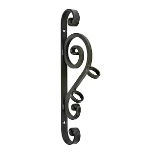Elegant flag holder made from massive steel bar with hot-forged decorative ends, matt black colour, height 36 cm
