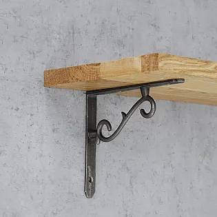 Čuguna plauktu balsts, kronšteins, augstums 18 cm, garums 13,5 cm, S-veida izskats, komplektā 2 gab.