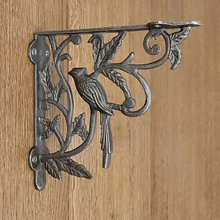 Decorative cast iron shelf holders with engraving, with bird elements, size 19x18cm, set of 2 pcs.