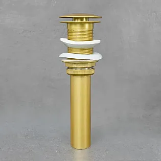 Izbīdāms izlietnes notekas aizbāznis bez pārplūdes, izgatavots no misiņa, antīka misiņa krāsā, 19 cm vai 21 cm