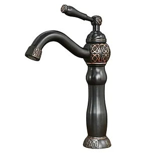 Retro noplucis stila izlietnes jaucējkrāns izgatavots no misiņa, augstums 31 cm, snīpi garums 15 cm