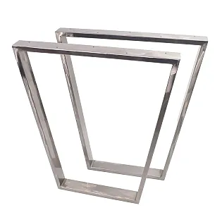 Poliruoto plieno trapecijos formos stalo kojos 2 vnt. komplektas 72 cm aukštis x 50 cm plotis, modernus tvirtas pagrindas valgomojo, biuro ir kavos staliukams