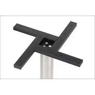 Stainless steel central table base, brushed, base foot diameter 50 cm, height 72 cm